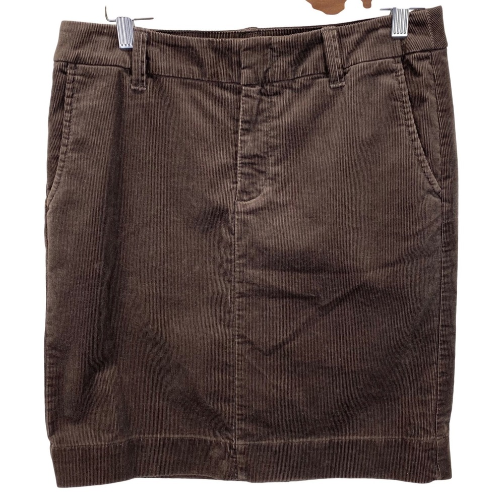 VTG Eddie Bauer Corduroy Skirt Brown A-Line Knee Length Women Size 6 Mini Skirt